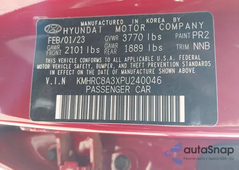 2023 Hyundai Venue Limited из США, поврежденный, VIN KMHRC8A3XPU240046